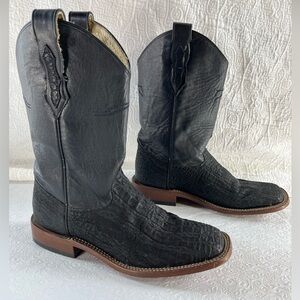 Lagrange Vintage Cowboy Boots 9 M Exotic Leather Square Toe Western Cowgirl Boot